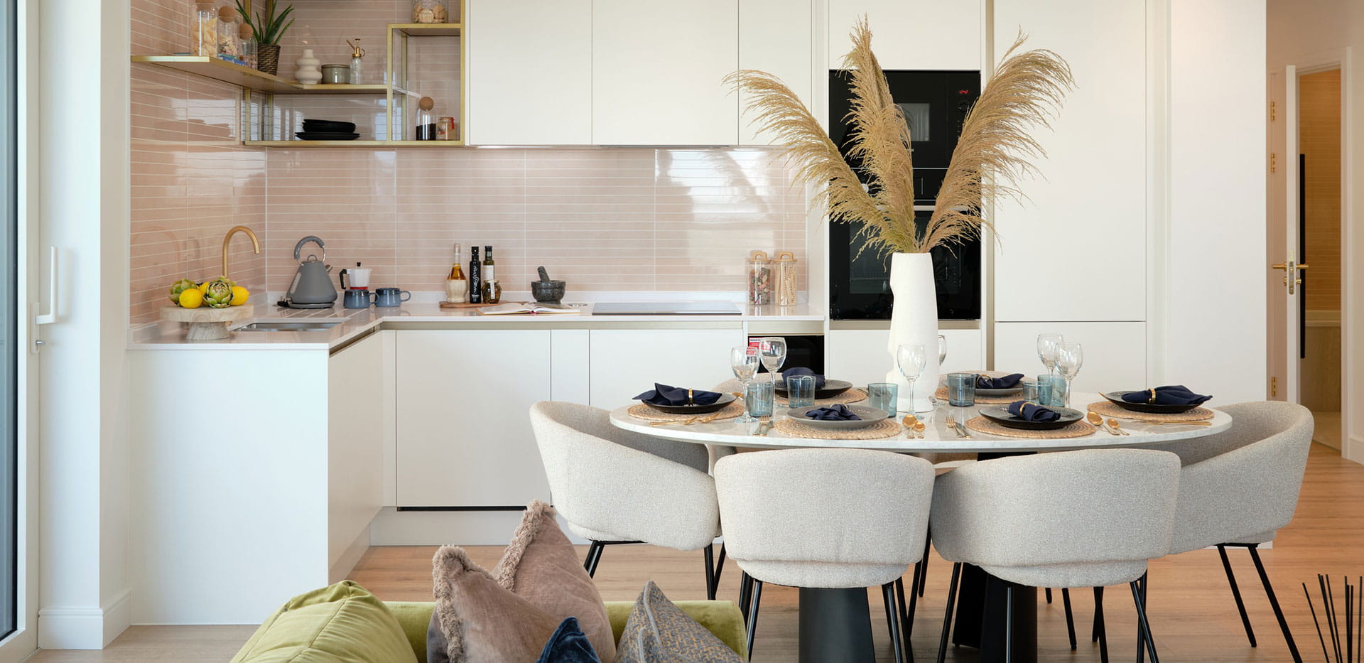 Waterview House kitchen with a light and airy design