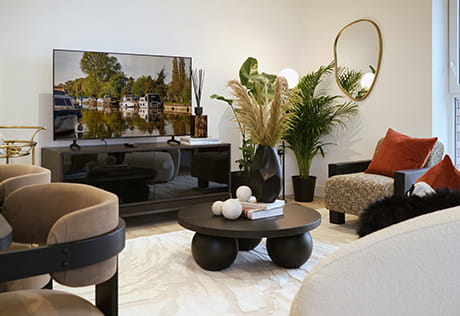 An interior living room image within a showhome at Waterview House, Grand Union