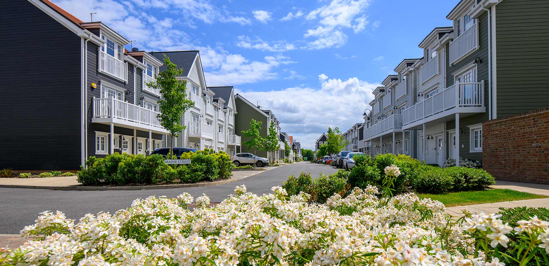 Green Park Village road with houses either side