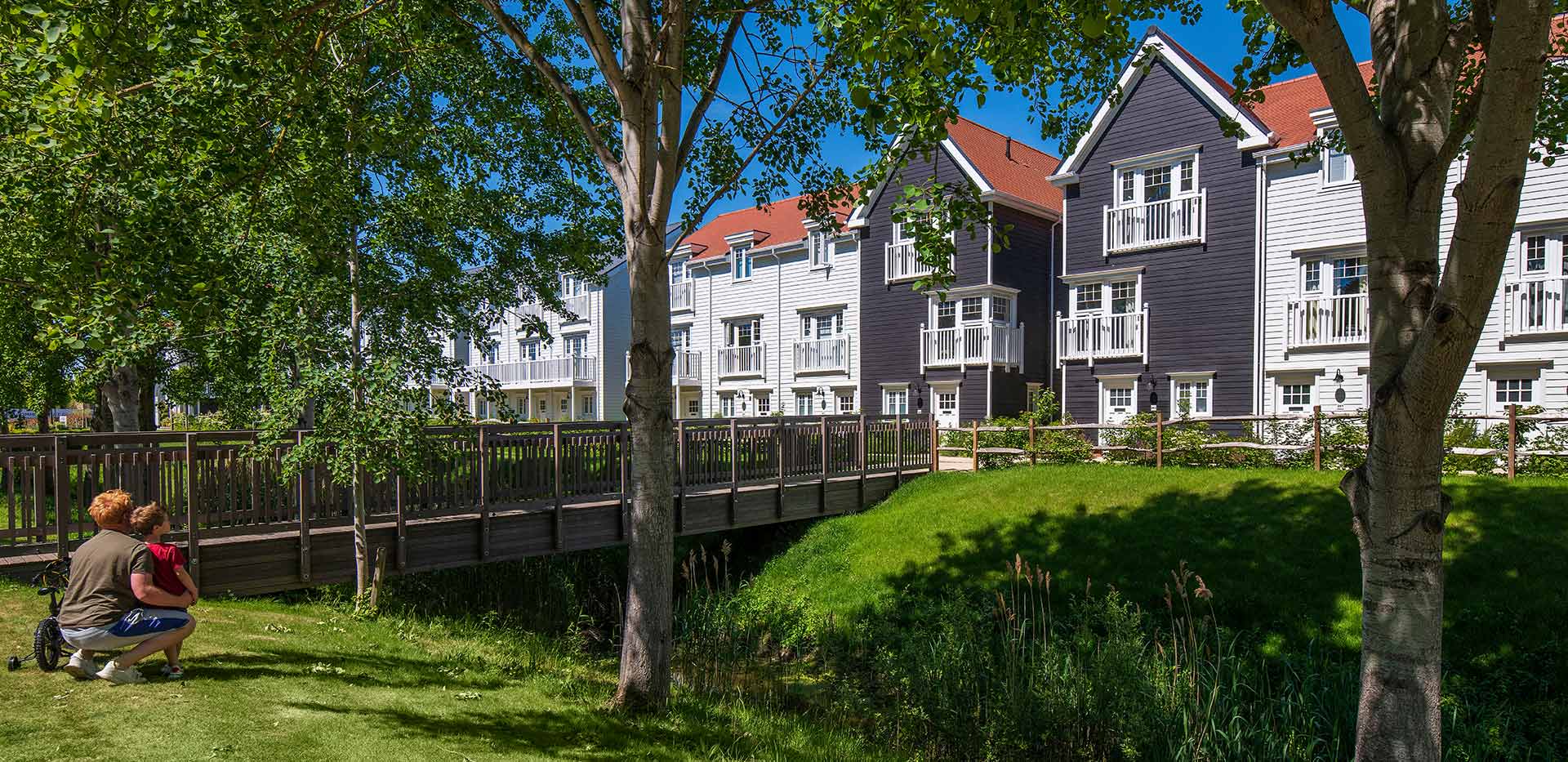 Green Park Village entrance path with houses either side