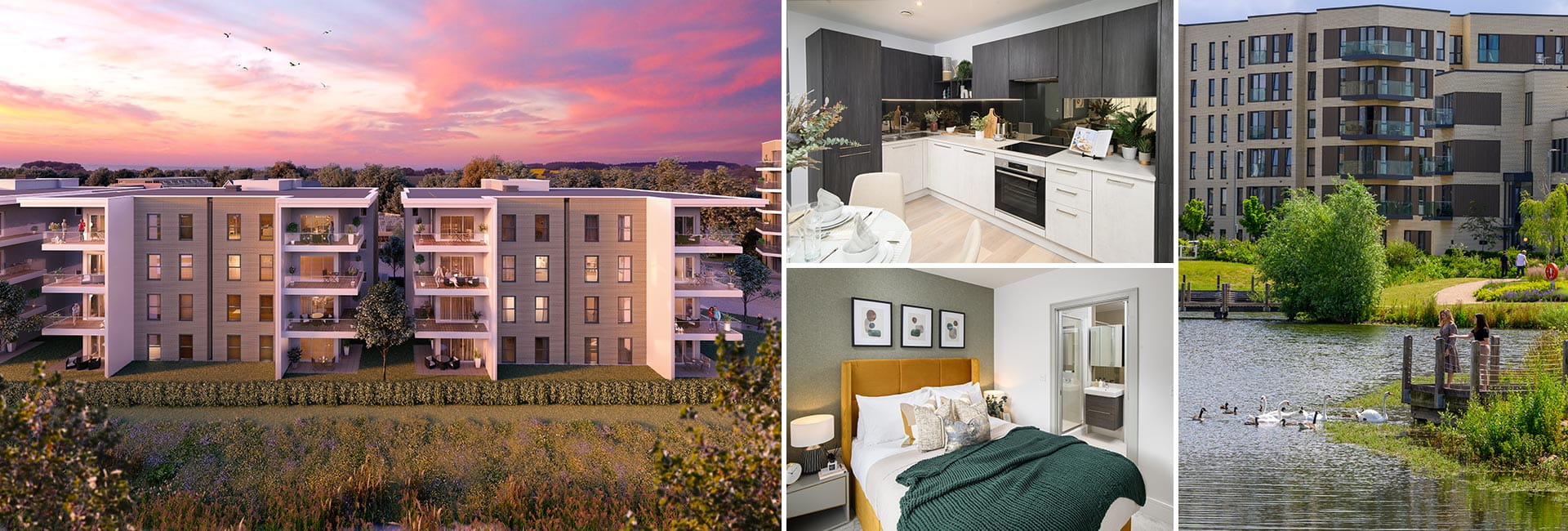 Montage of exterior and interior images at Green Park Village