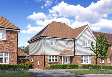 An exterior street scene image showing a detatched home at Hareshill