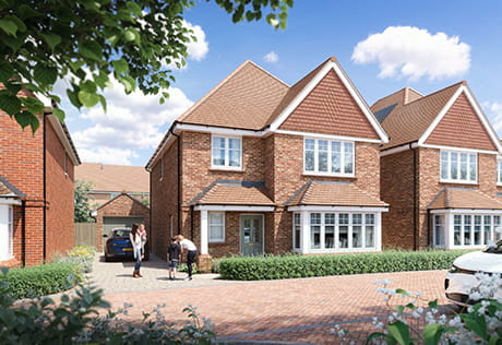 An exterior CGI of homes at The Grove Collection at Hareshill