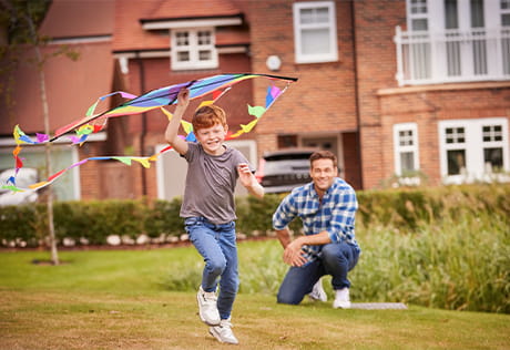 Exterior image of a father and child