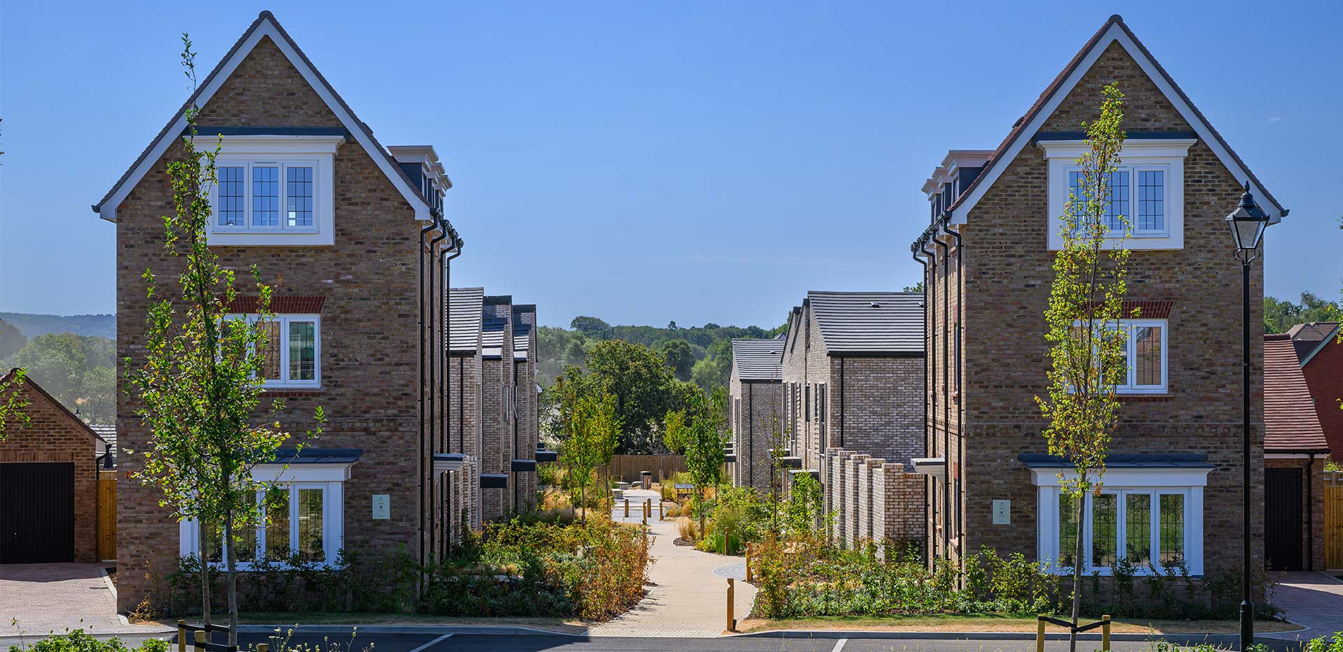 An exterior photograph of houses from Hareshill