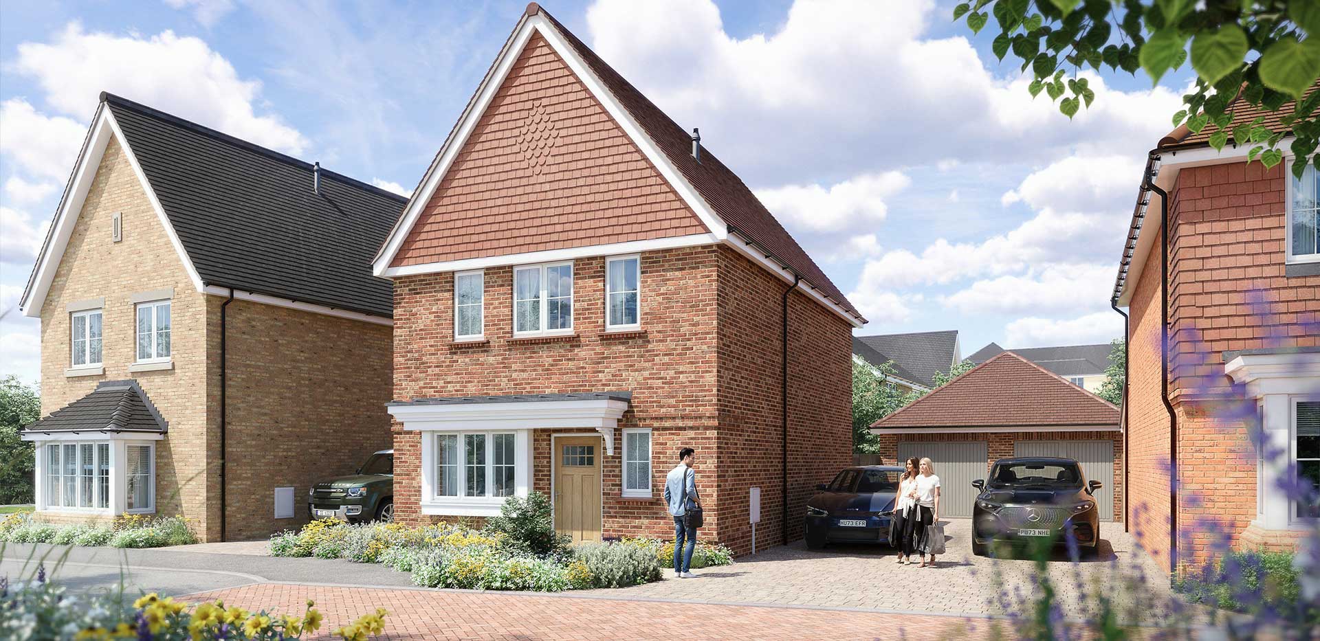 An exterior CGI of some of the new homes available at Hareshill