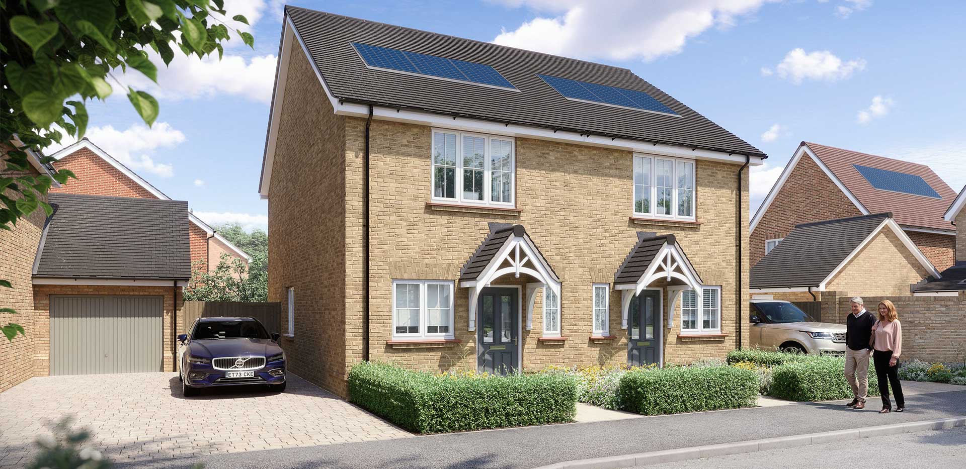 An exterior CGI of some of the new homes available at Hareshill