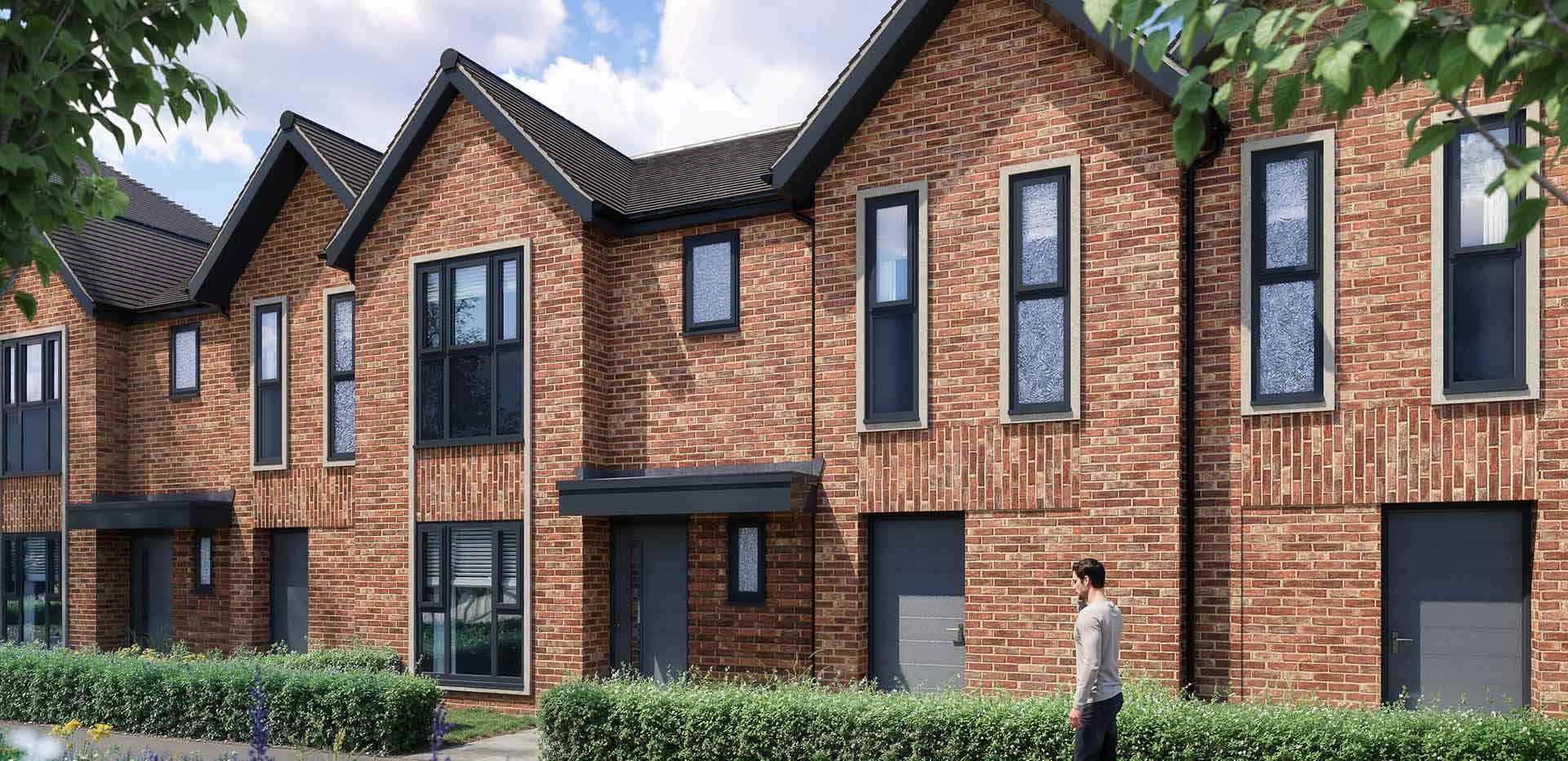 An exterior CGI of some of the new homes available at Hareshill