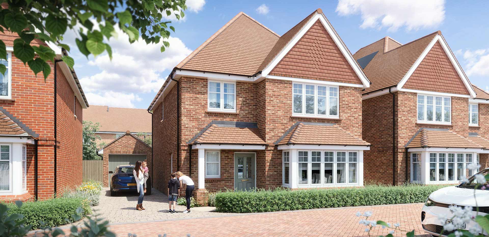 An exterior CGI of some of the new homes available at Hareshill