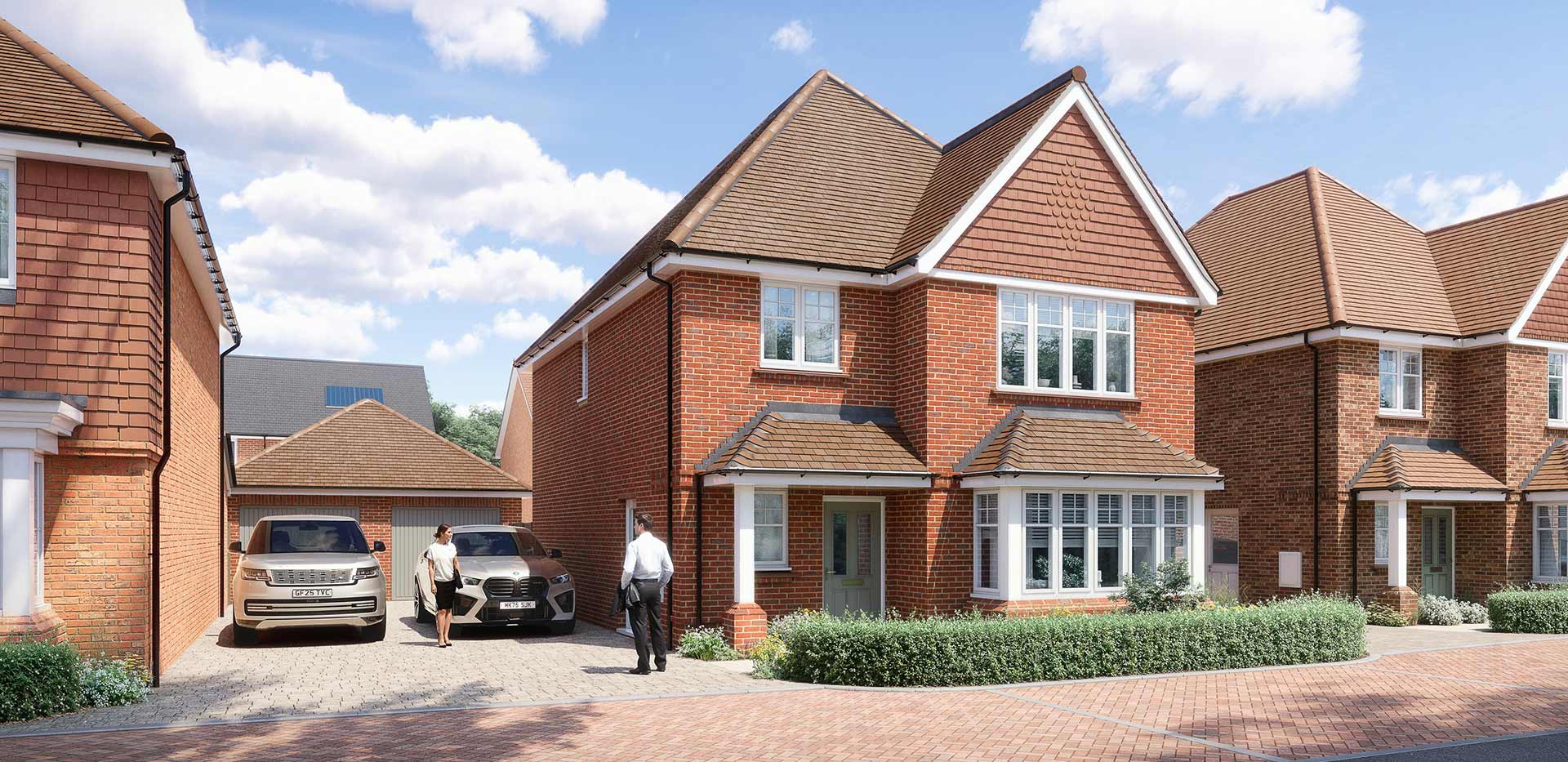 An exterior CGI of some of the new homes available at Hareshill