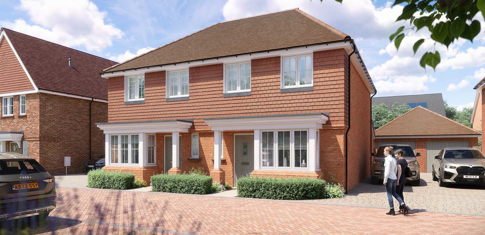 An exterior CGI of some of the new homes available at Hareshill