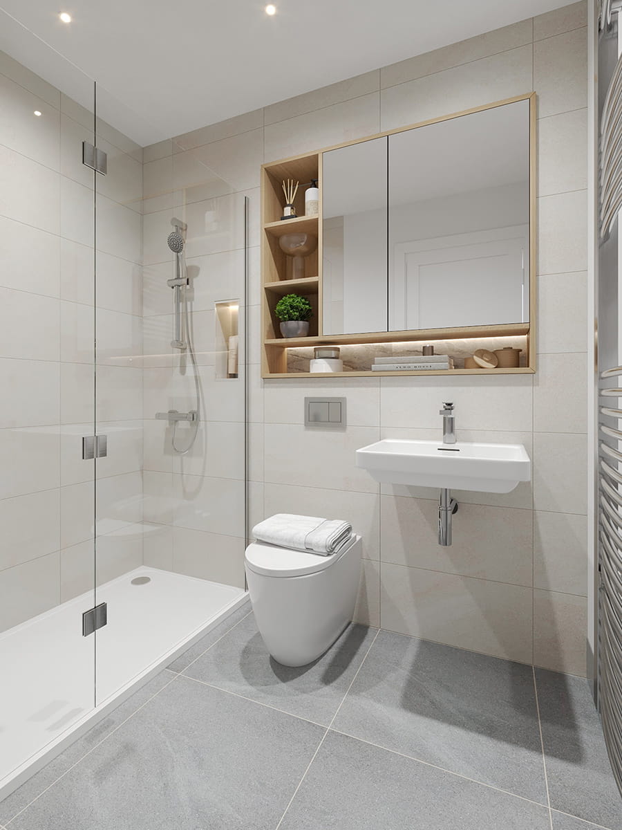 Hareshill, The Woodland Collection bathroom with a light design