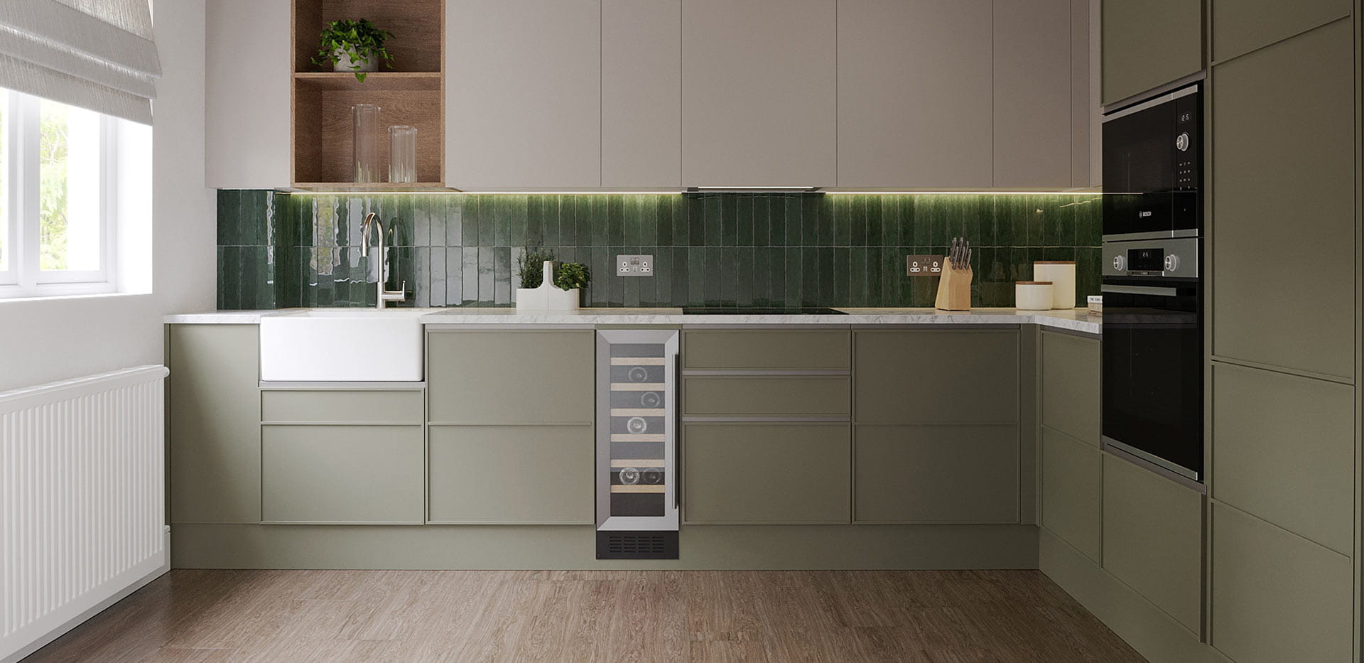Hareshill, The Woodland Collection kitchen with a forest green design