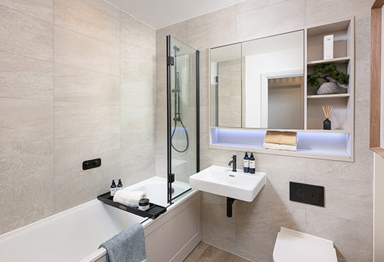 An interior photograph of a Bathroom at Camellia Court
