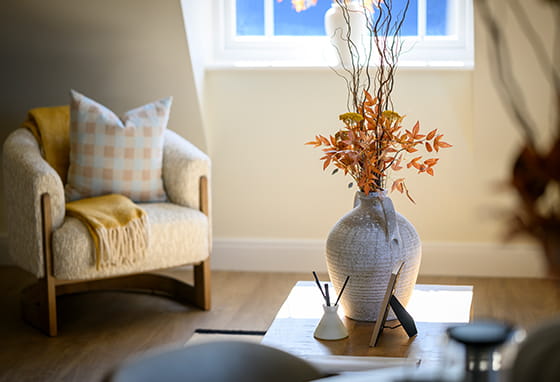 An interior Living Area image showing a close up of the coffee table