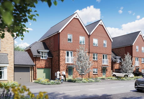 CGI of front façade of Hartland Village, Hazel property