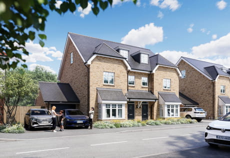 CGI of front façade of Hartland Village, Lavender property