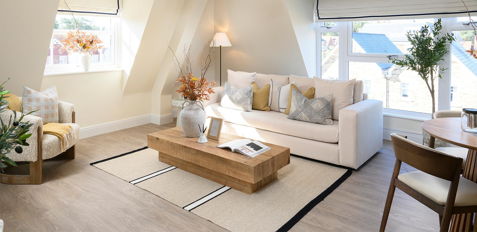 An interior Living Area image at the 1 Bedroom Show Apartment at Hartland Village