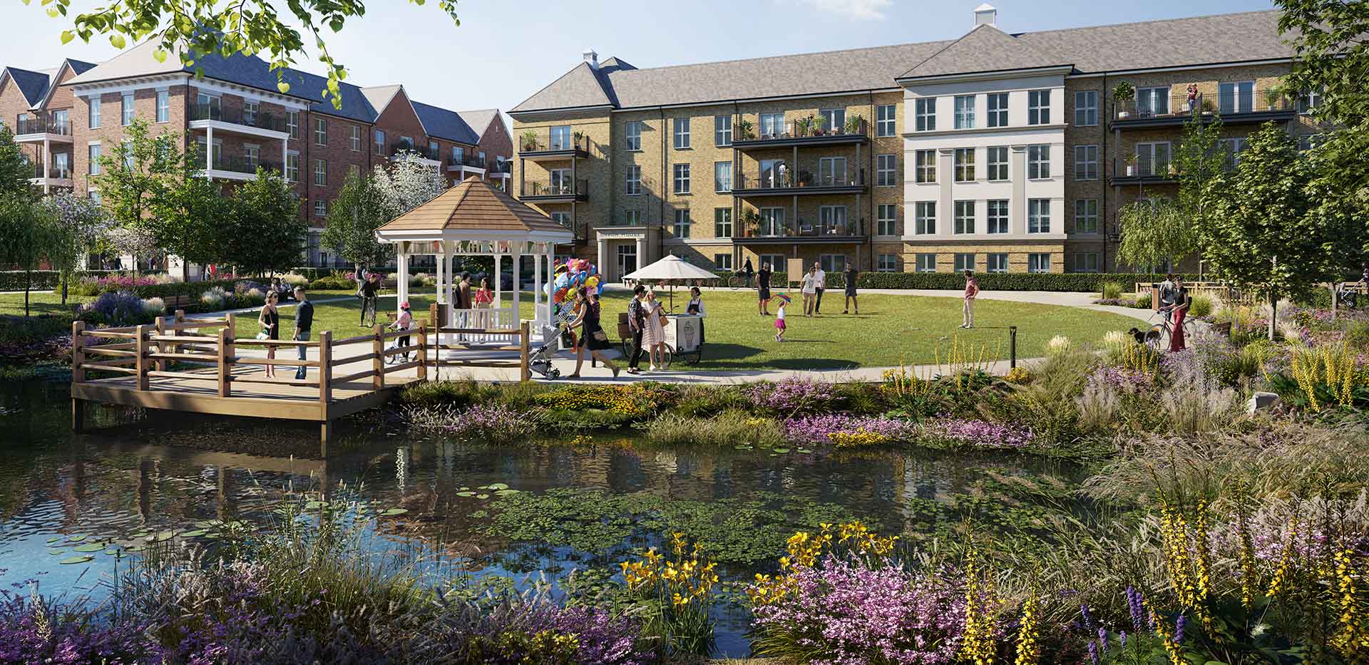 Hartland Village development surrounded by greenery