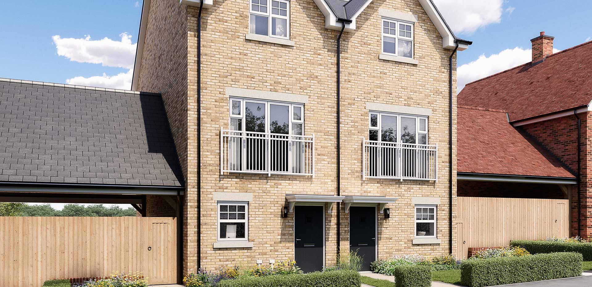 An exterior CGI of a house at Pinewood Green