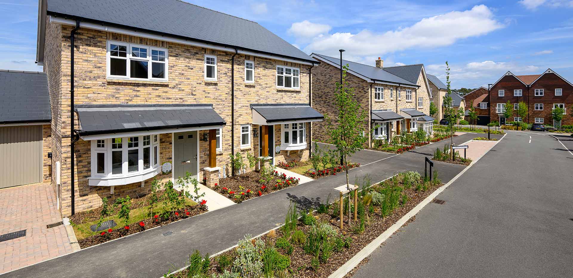 Hartland Village, Pinewood Green, homes exterior street scene