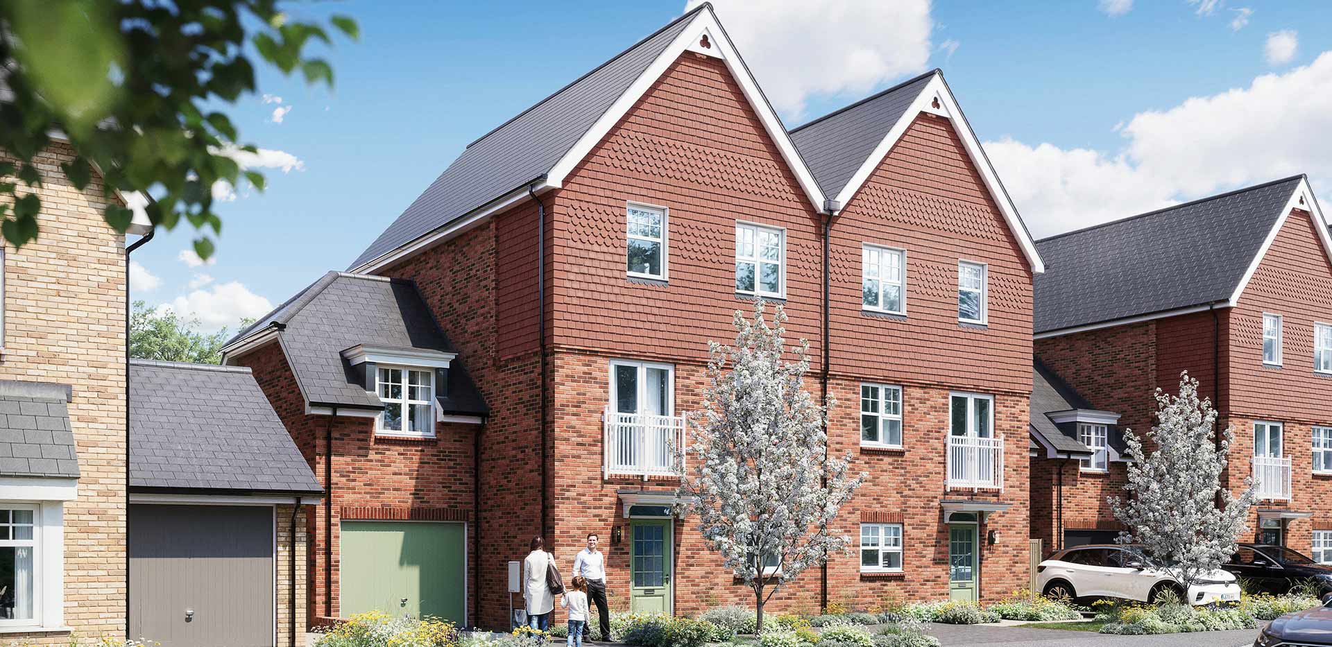 An exterior CGI of the Hazel at Pinewood Green