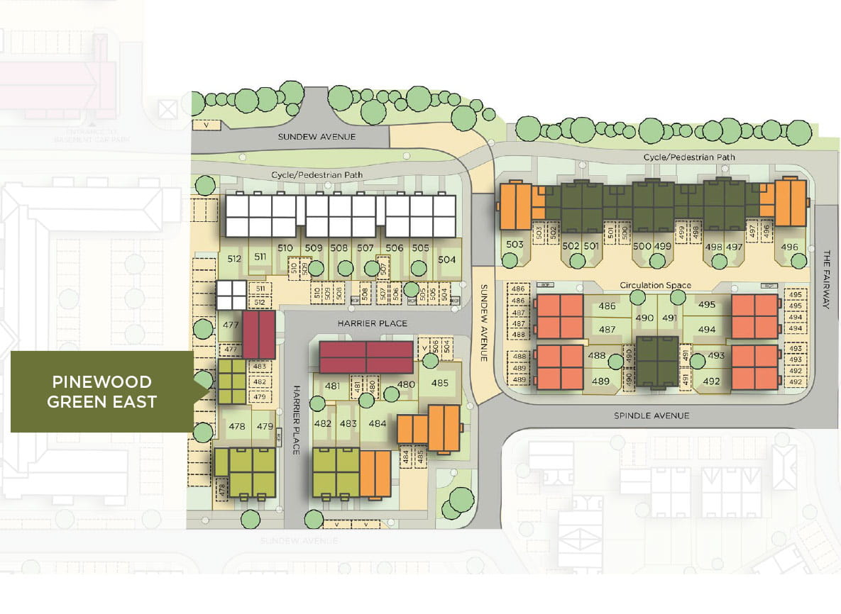 An illustration of the Pinewood Green East site Plan