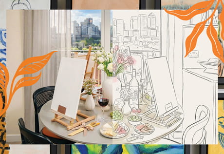 An image of a painting and real life still at Heron Wharf