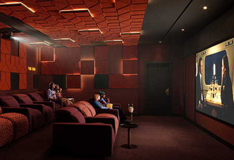 An Image of the Cinema Room at the Riverside Club at Heron Wharf