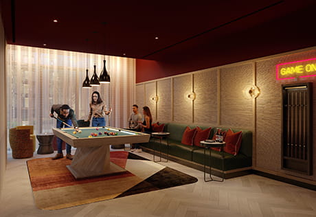 A CGI of the Games Room at Heron Wharf