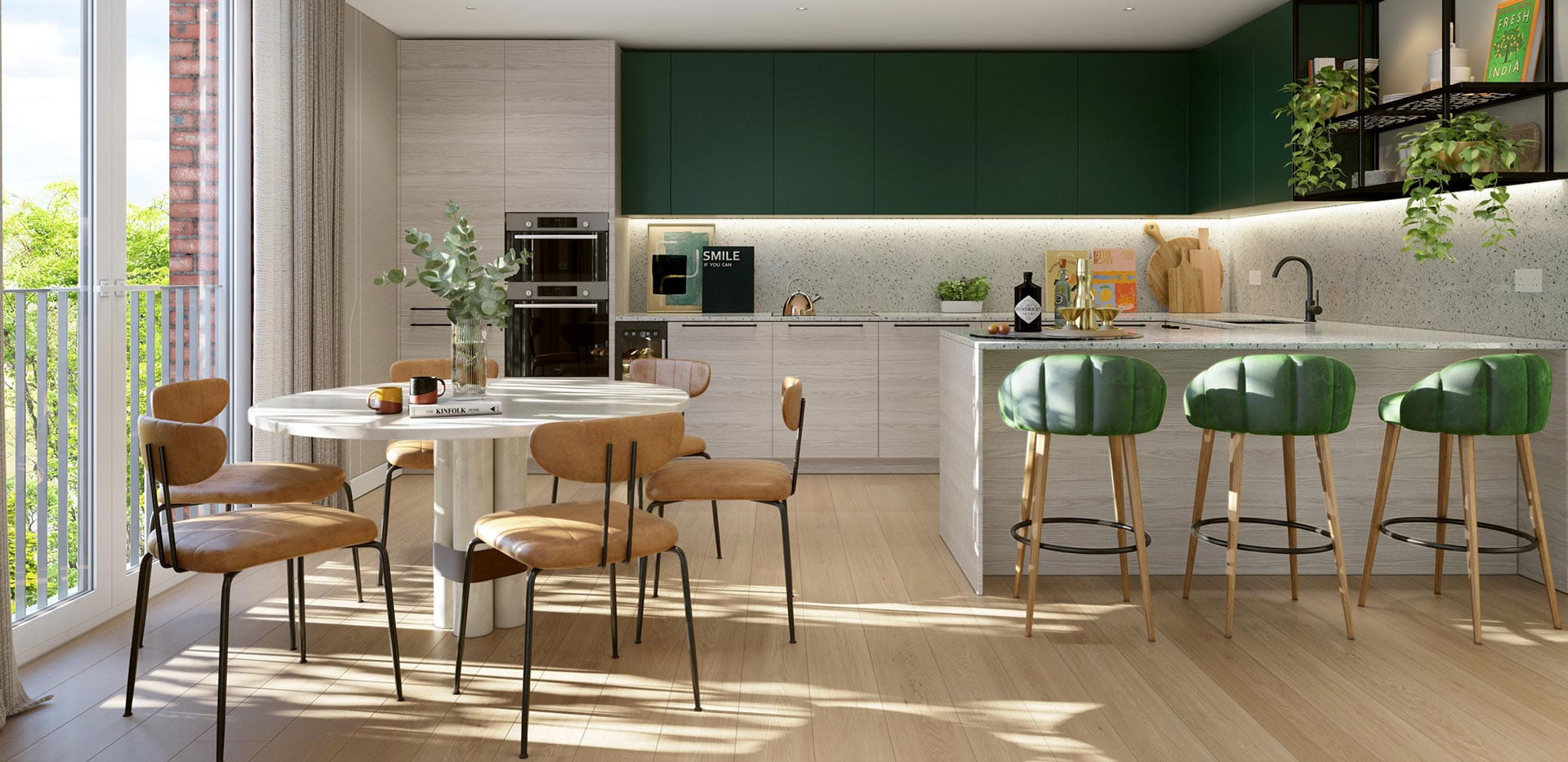 Heron Wharf kitchen and dining area with a light and airy design which overlooks the development