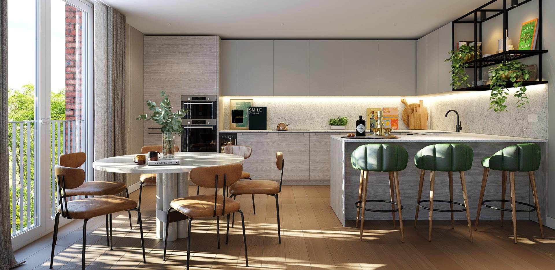 Heron Wharf kitchen and dining area with a light and airy design which overlooks the development