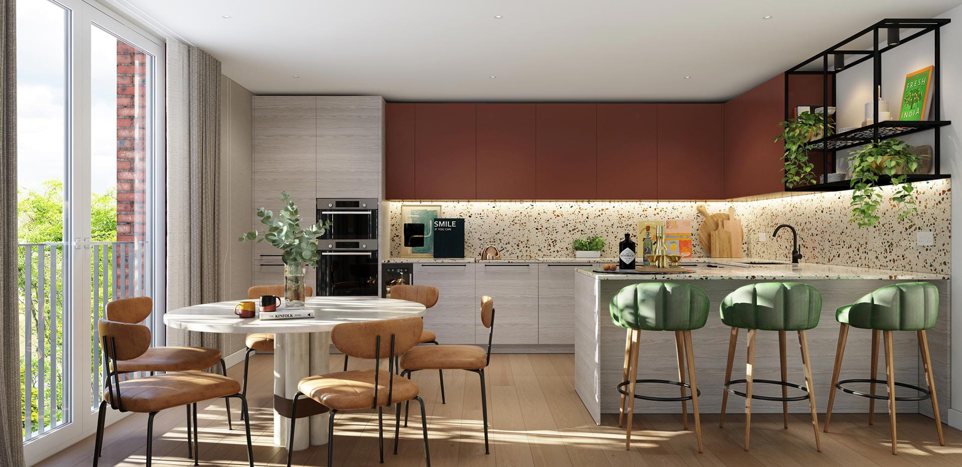 Heron Wharf kitchen and dining area with a light and airy design which overlooks the development