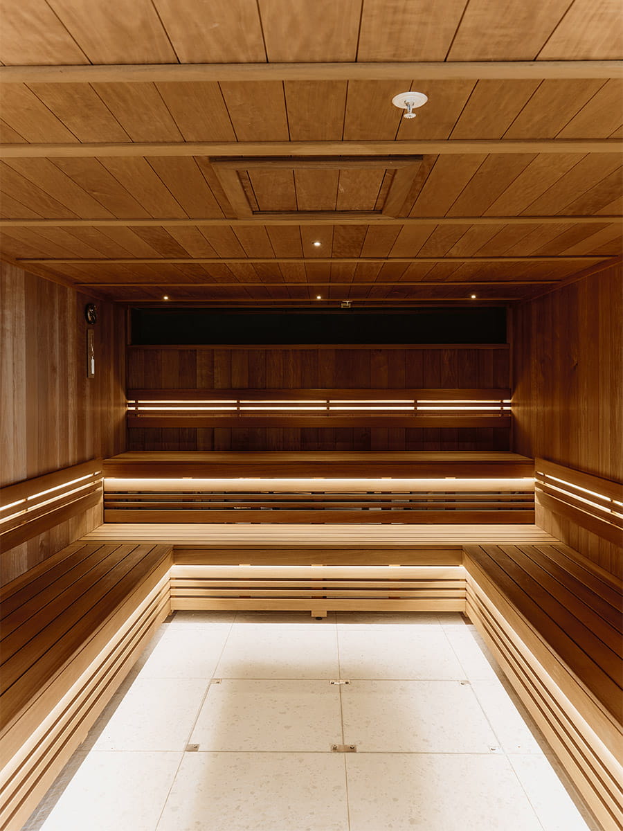 A view into a steam room.