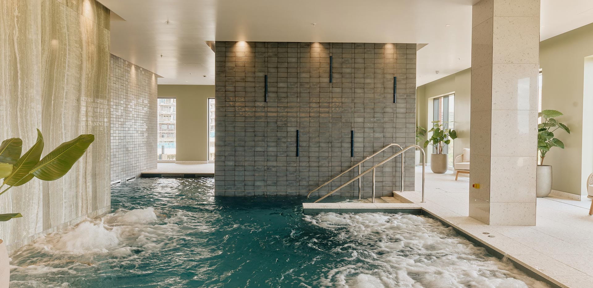 Closeup of swimming pool.