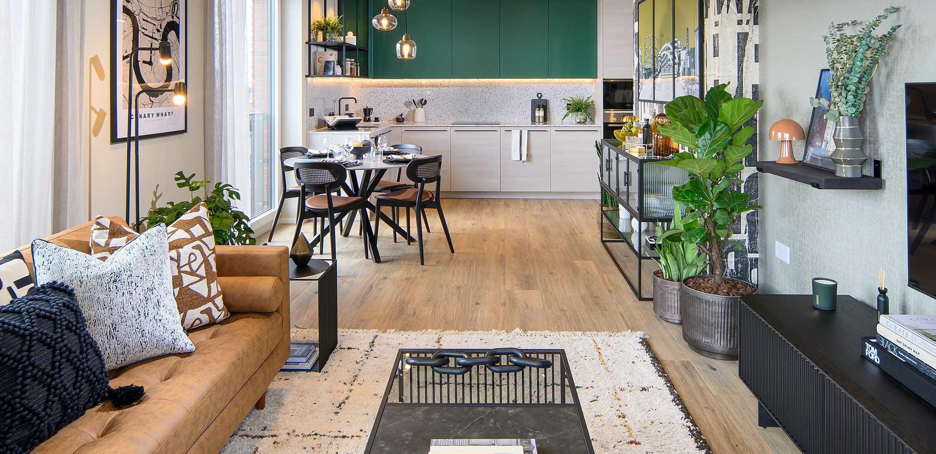 An image of a Kitchen / Dining / Living area at Heron Wharf