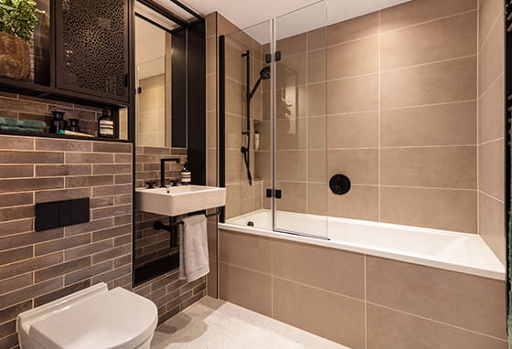 An image of the bathroom specification within a Heron Wharf showhome