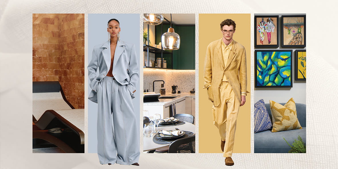 A montage of images showing fashion and interior images from Heron Wharf