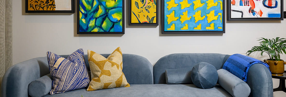 An internal Sofa close up image at The Millhouse Showhome at Heron Wharf