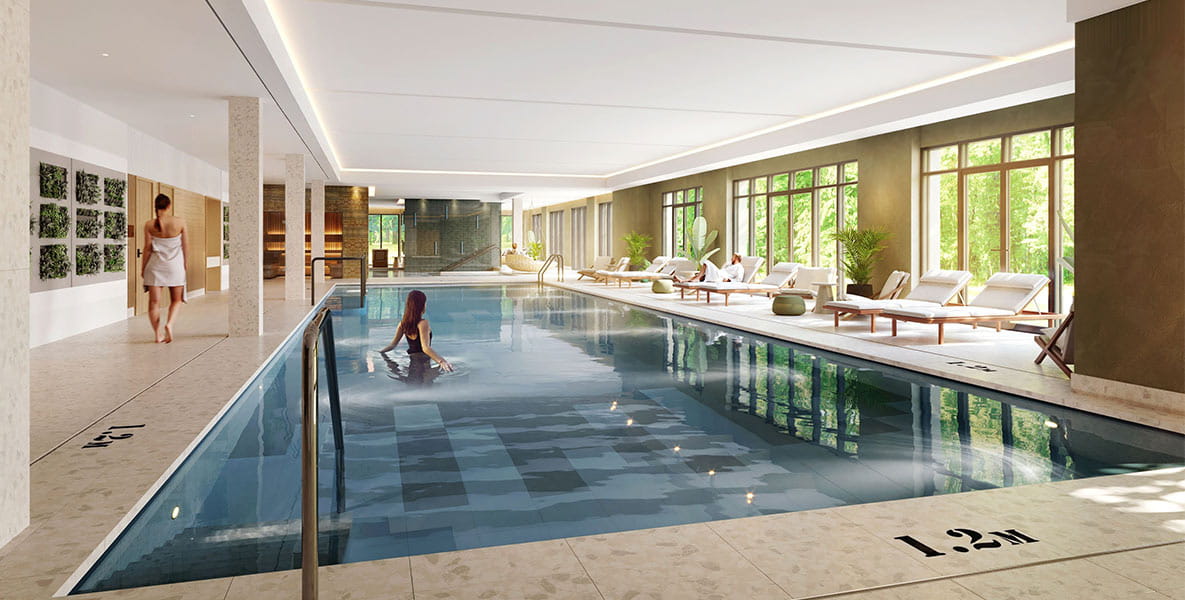 20‑metre swimming pool at The Riverside Club, Heron Wharf