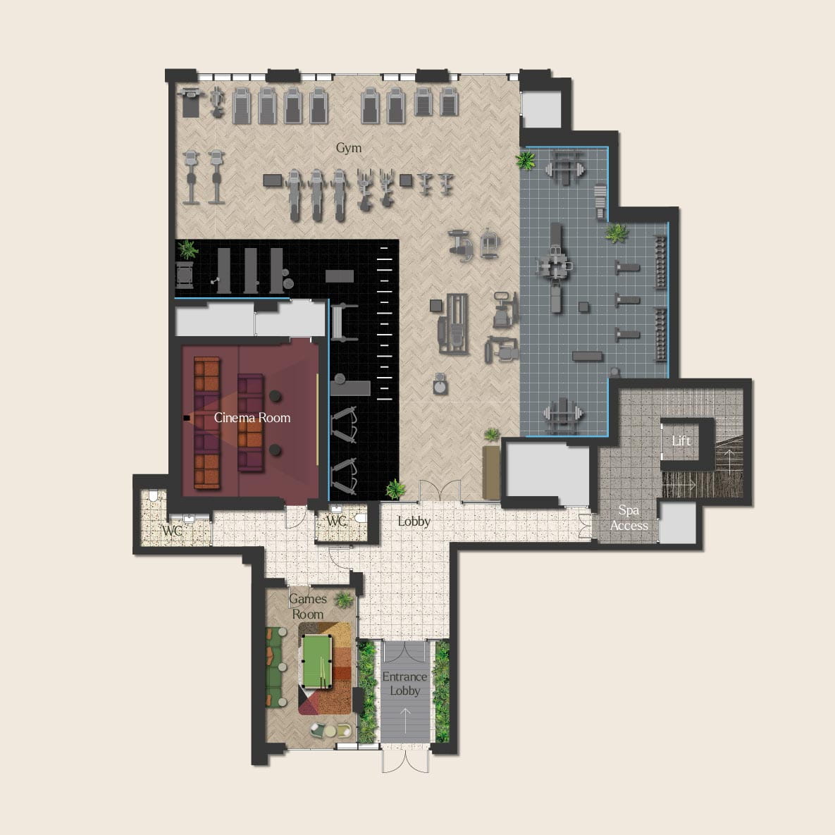 An image of the Entrance floor at Heron Wharf Riverside Club