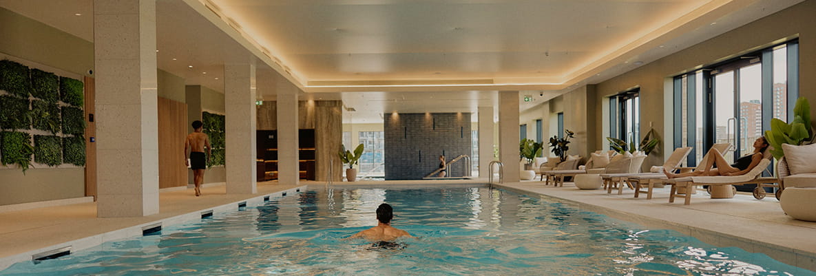 An interior photograph of the Swimming Pool at The Riverside Club