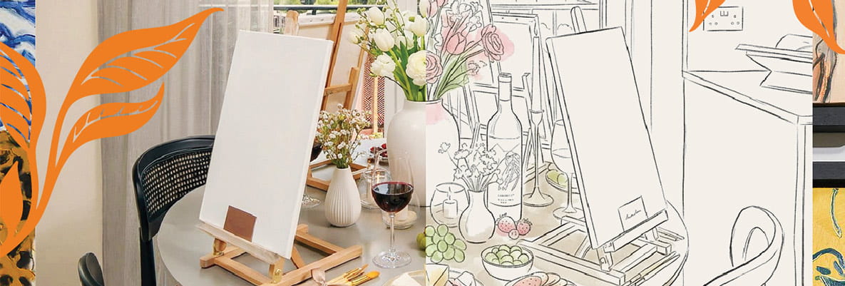 An image of a painting and real life still at Heron Wharf