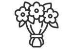 Graphic illustration of a bouquet of flowers.
