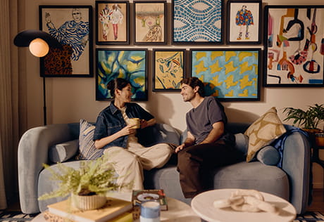 Couple relaxing in their luxury designed home