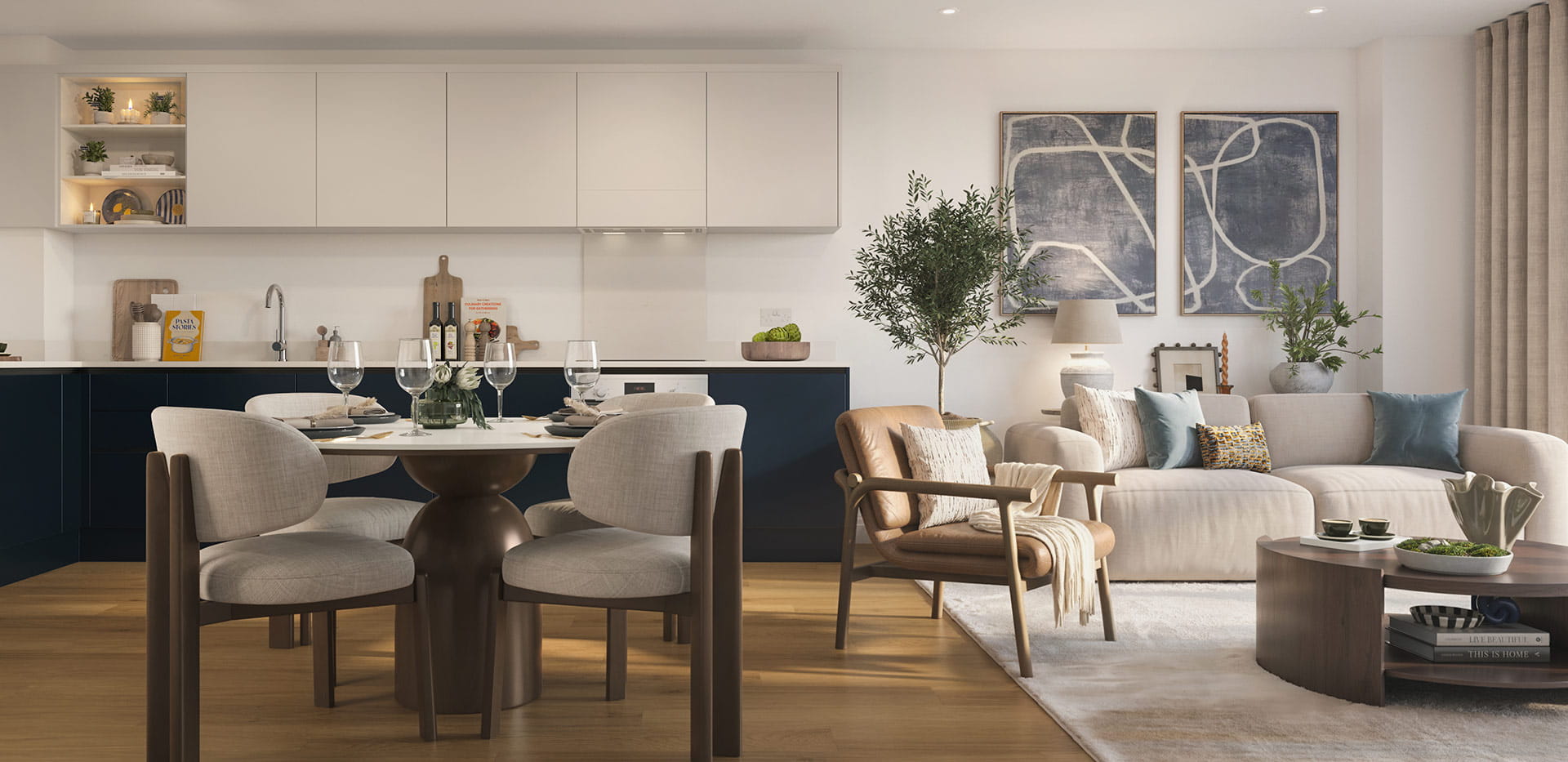 An interior Living / Dining / Kitchen image at Hertford Locks