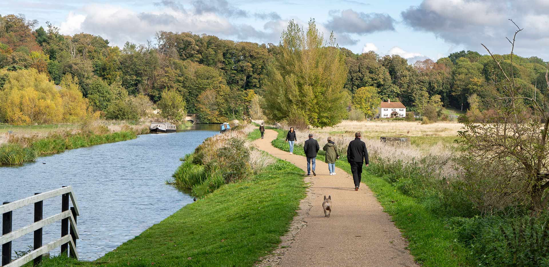 Hertford local area, river with walking path alongside it