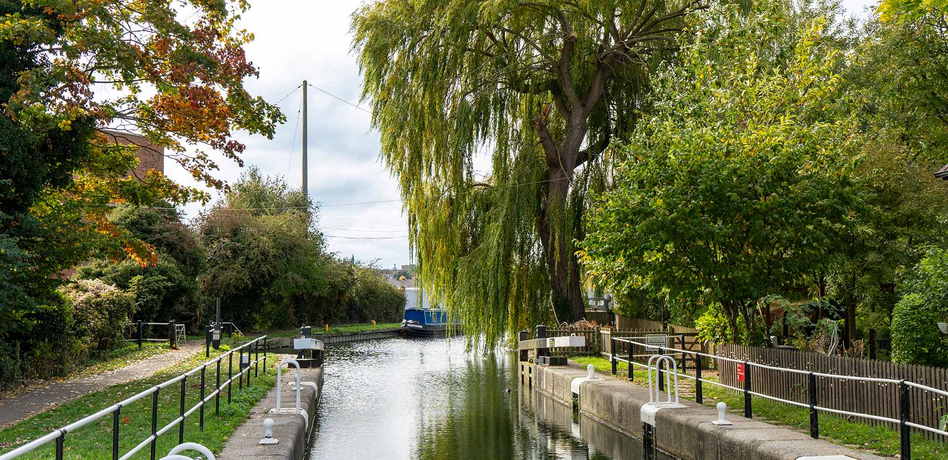 Hertford local area, river with walking path alongside it