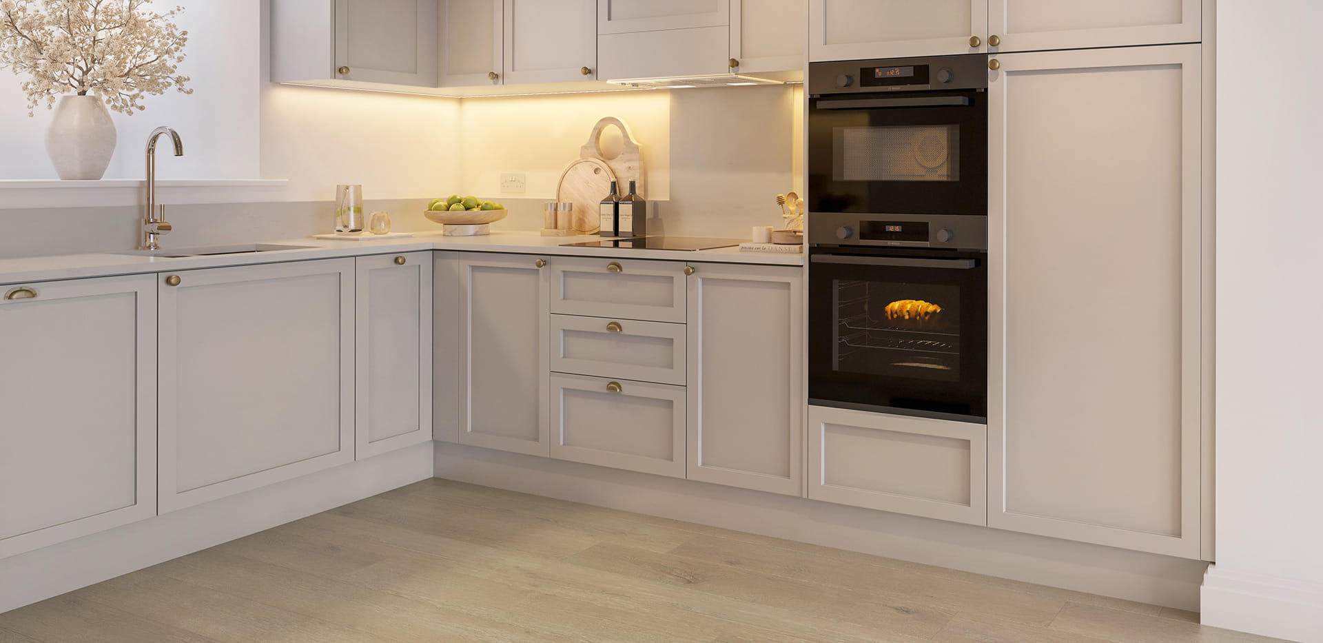 Hertford Locks, spacious townhouse, open kitchen with a light design