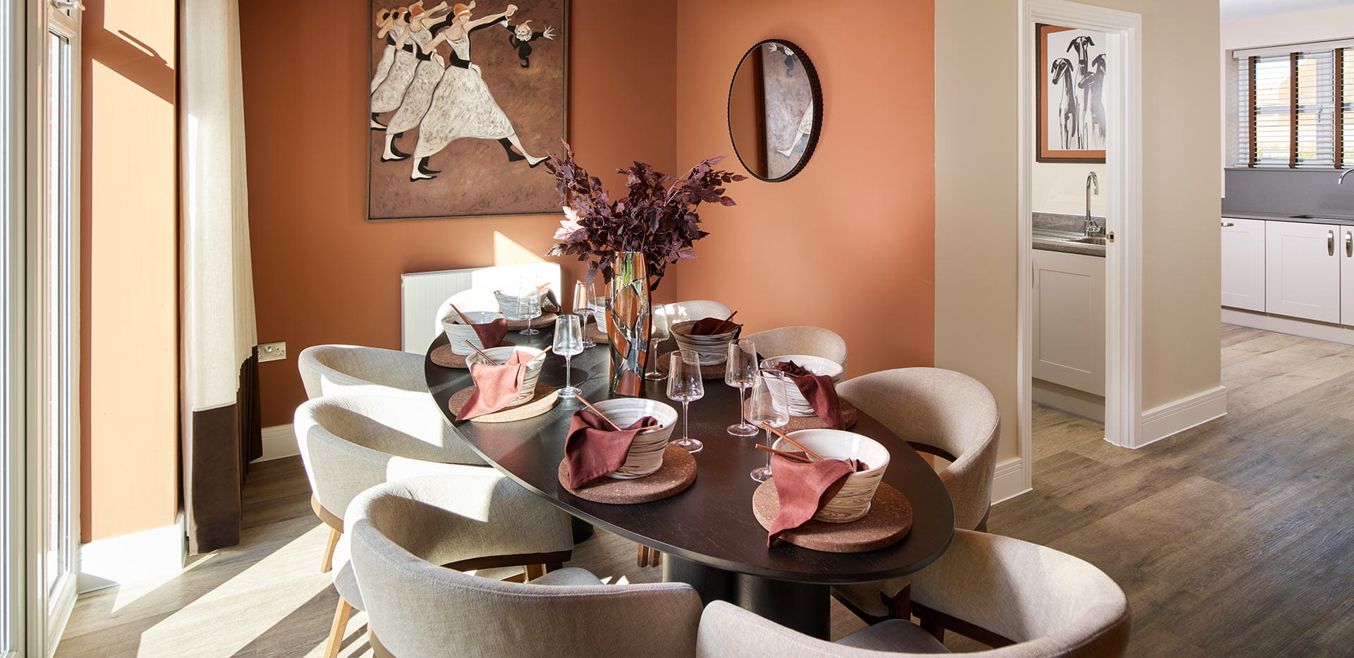 An interior Dining area image with a view into the Utility and Kitchen areas at The Cornflower